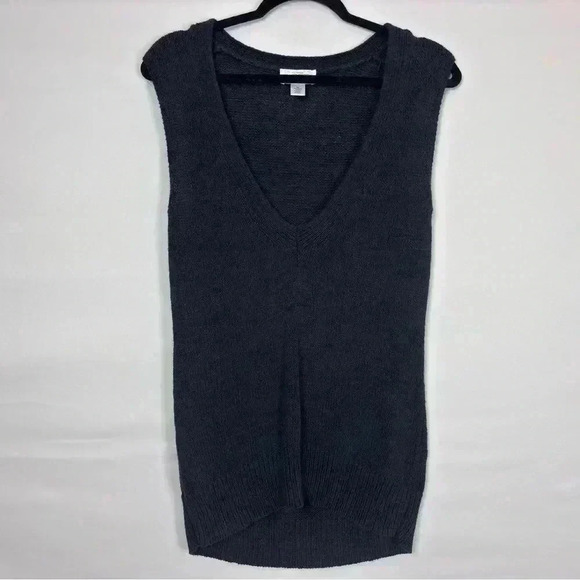 Loft Navy Knit Sweater Oversized Vest V Neck Pull Over Size Medium Classic Cozy - Picture 1 of 8